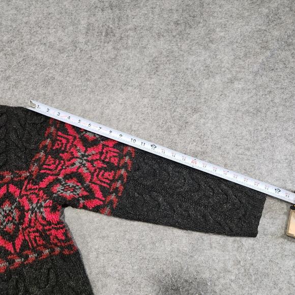 Lands End Mens M Medium 100% Wool Cableknit Fair Isle Nordic Crewneck Sweater - Picture 10 of 13